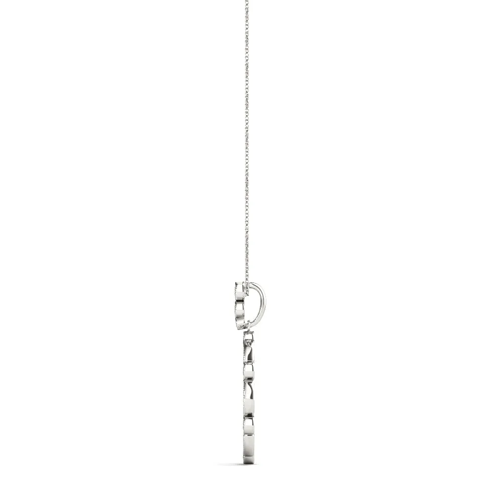 Round and Marquise Diamond Bezel Set Pendant White gold