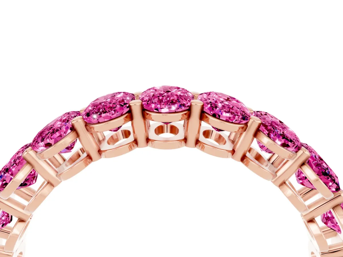 Oval Cut Pink Sapphire Eternity Band with Shared Prong Setting Rose gold