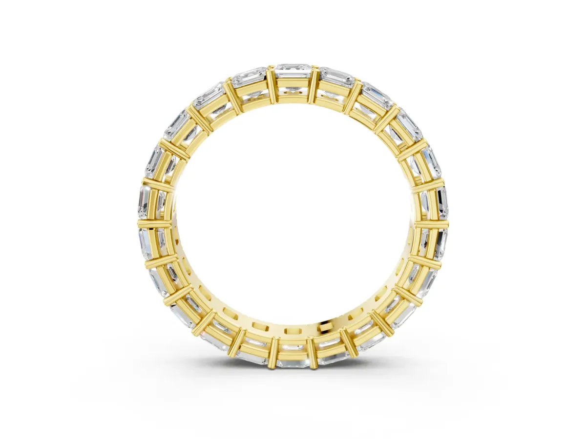 Asscher Cut Eternity Band with Shared Prong Setting Yellow gold