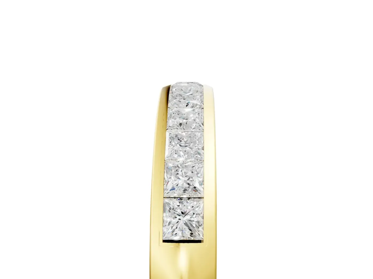 Princess Cut Channel Set Diamond Eternity Band Yellow gold