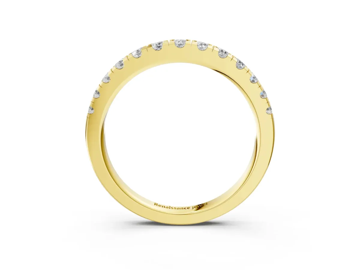 Round Diamond Pavé Set White Gold Eternity Band Yellow gold