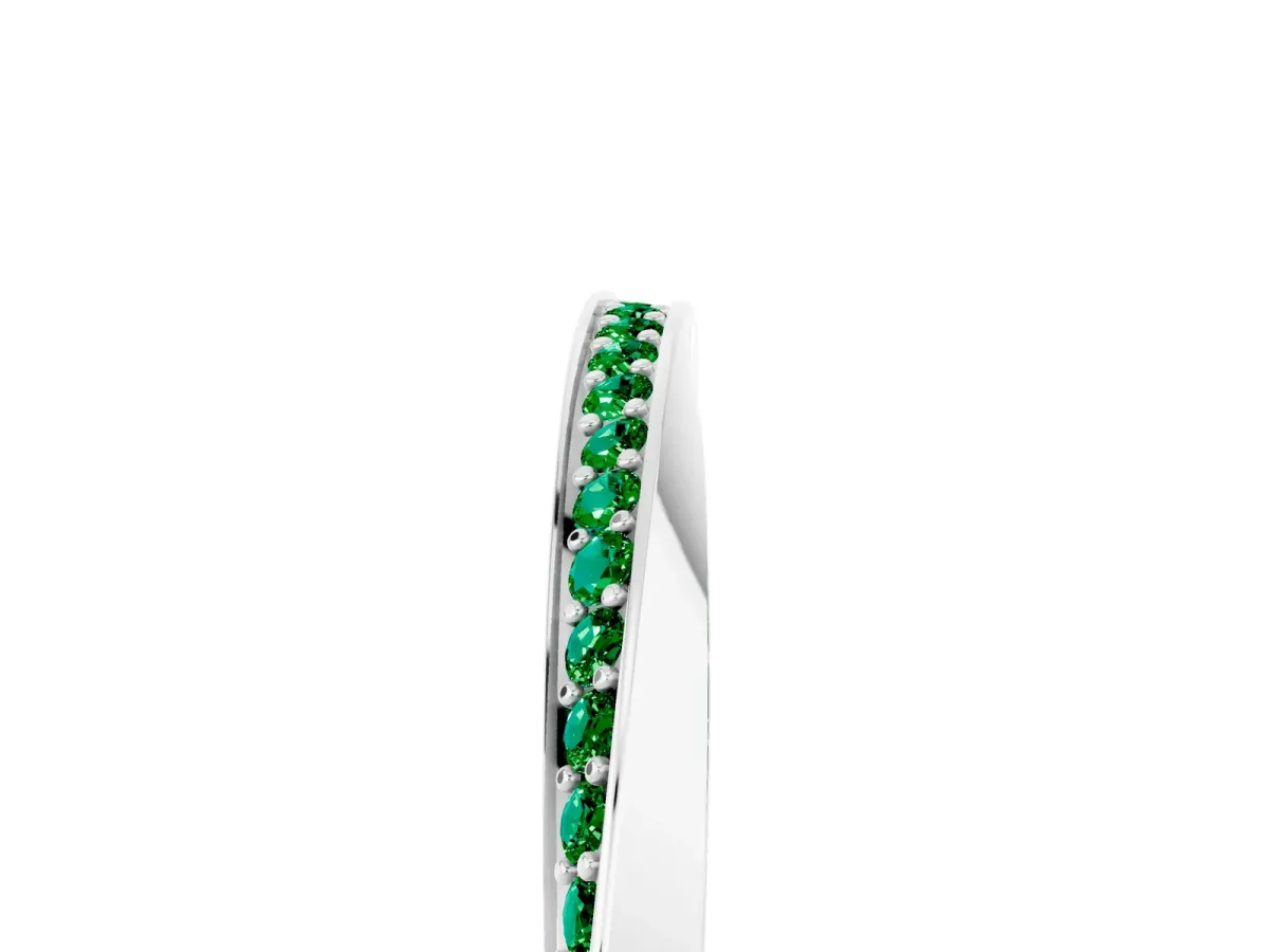 Pavé Round Emerald Twist Band White gold