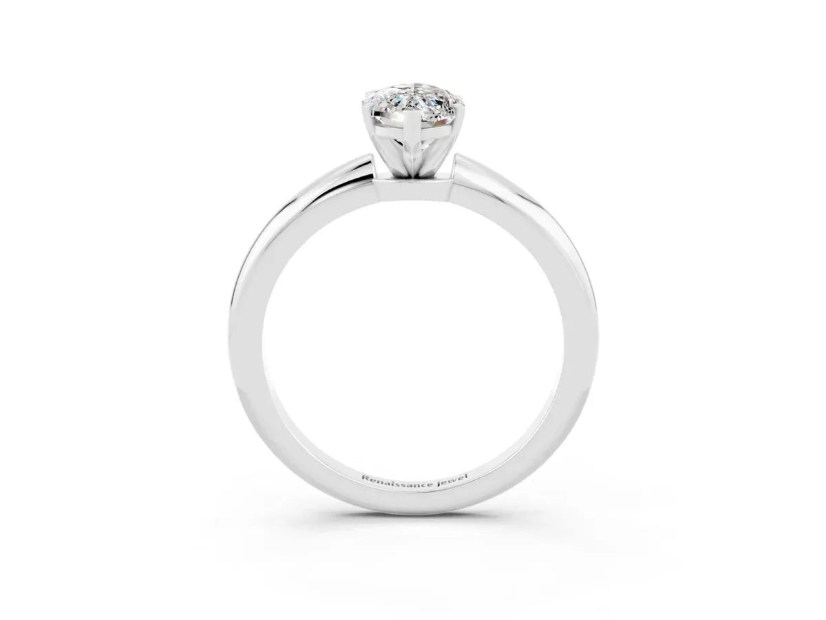 Marquise Cut Moissanite Solitaire Ring with Six-Prong Setting and Classic Band Silver