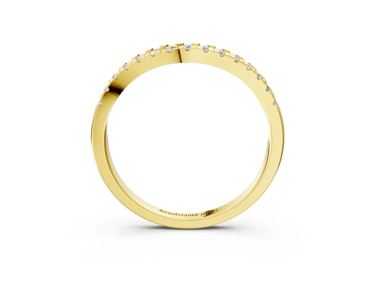 Diamond Pavé Curved Wedding Band Yellow gold