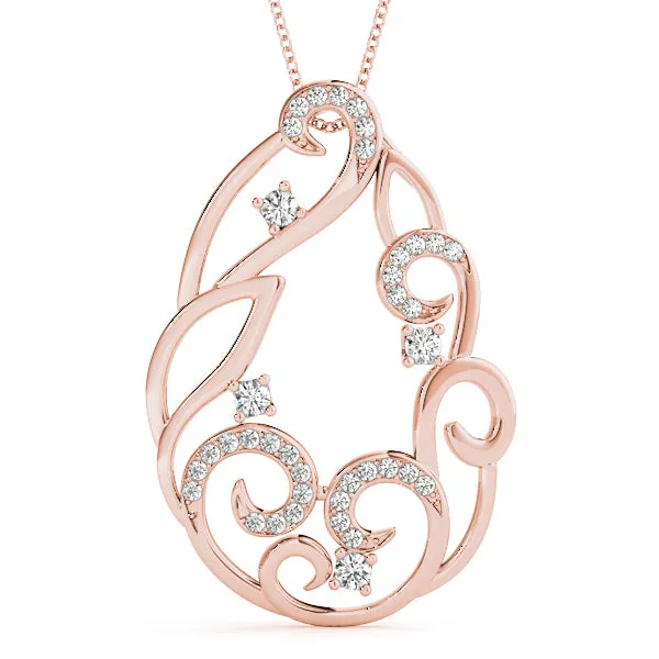 Pavé Diamond Round Pendant with Four-Prong Setting Rose gold
