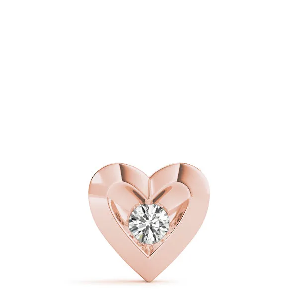 Bezel-Set Round Diamond Heart Pendant Rose gold