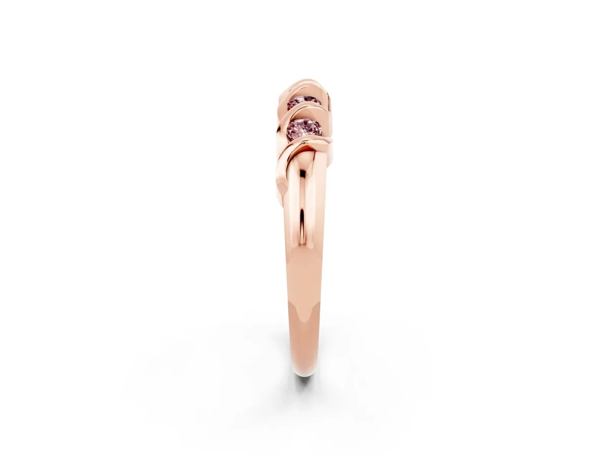Round Morganite Eternity Band with Twist Prong Setting Rose gold