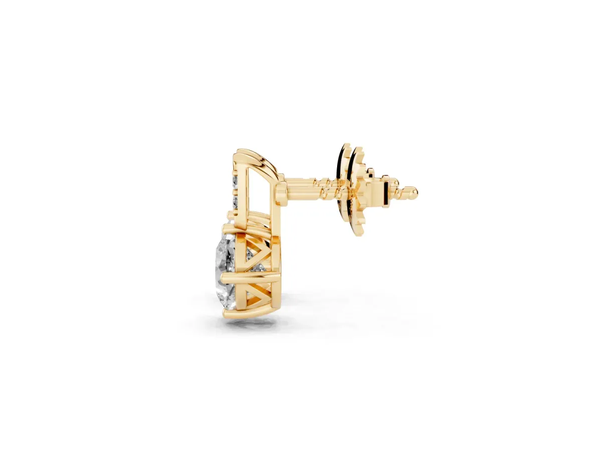 Sideways Cushion Diamond Drop Earrings with Diamond Accent Yellow gold