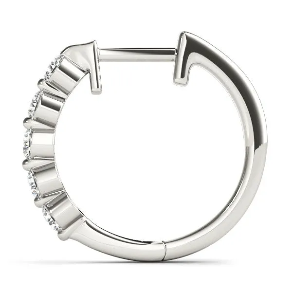 Round Diamond Prong-Set Hoop Earrings Silver