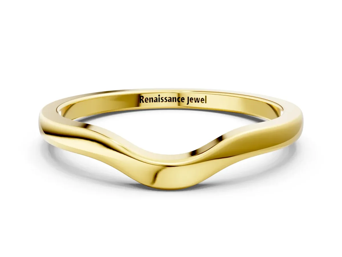 Curved Plain Band Yellow gold