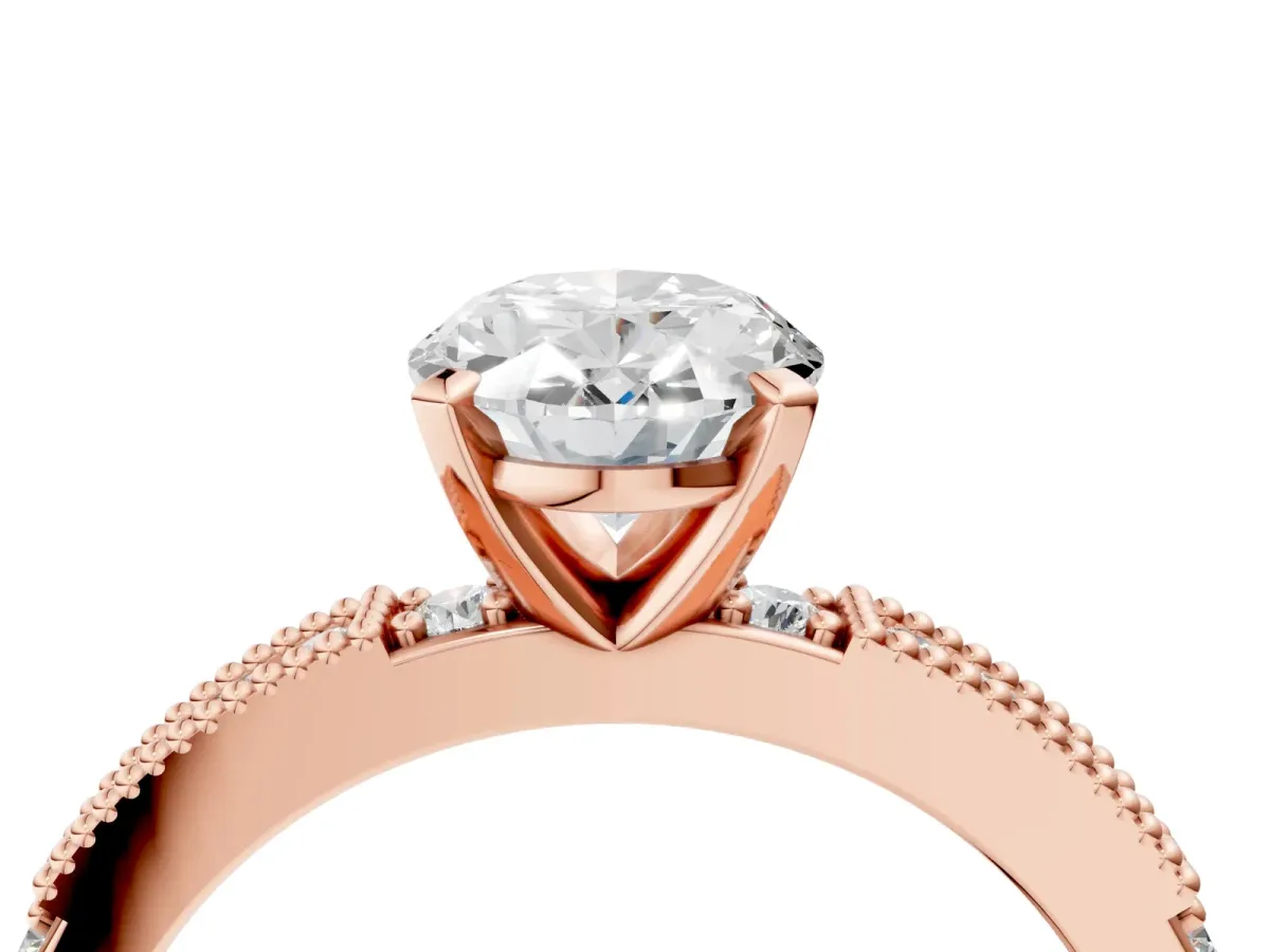Oval Cut Solitaire with Pavé Band and Four-Prong Setting Rose gold