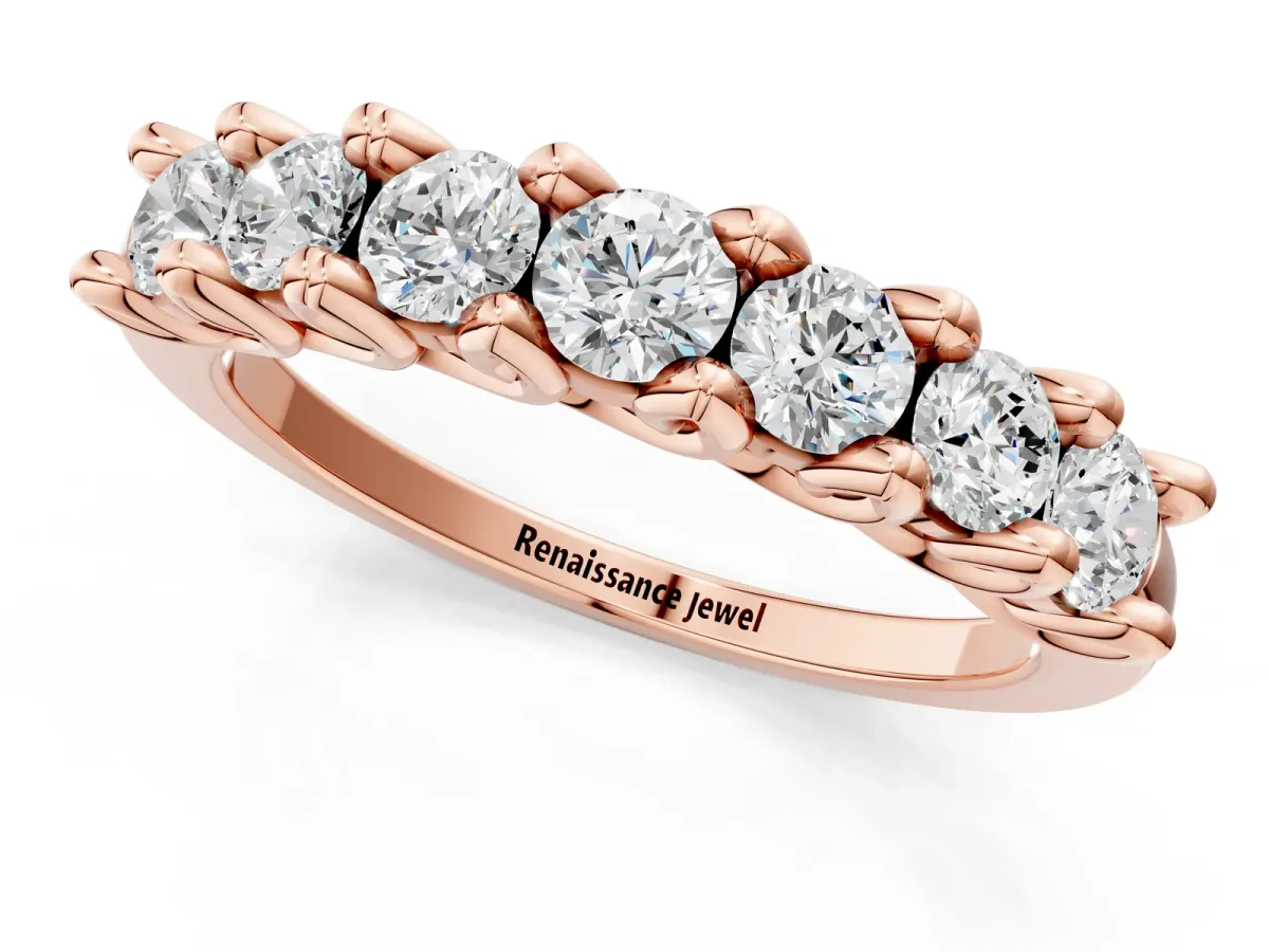 Round Diamond Prong-Set Half Eternity Band Rose gold