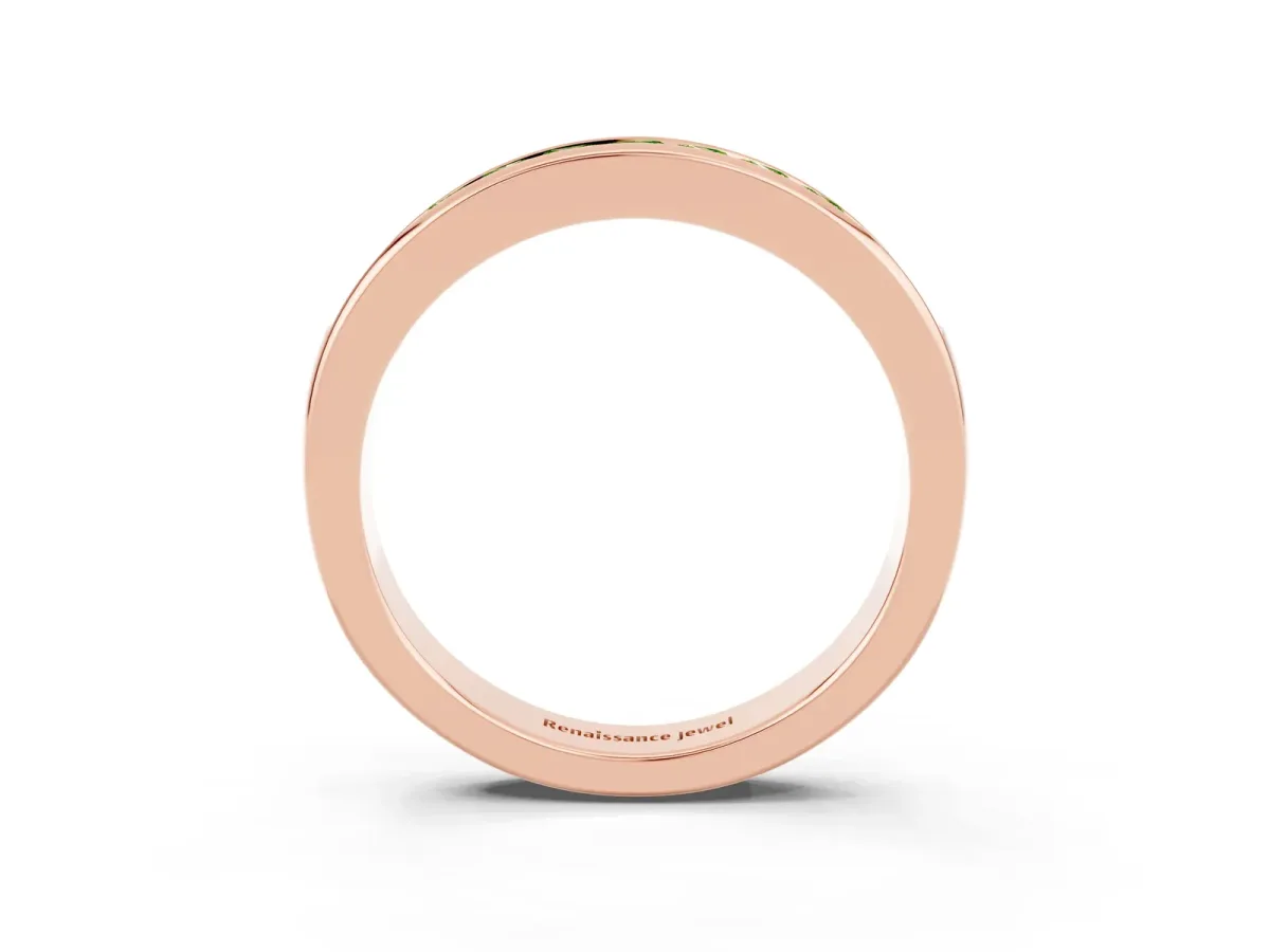 Channel Set Princess Cut Peridot Eternity Band Rose gold