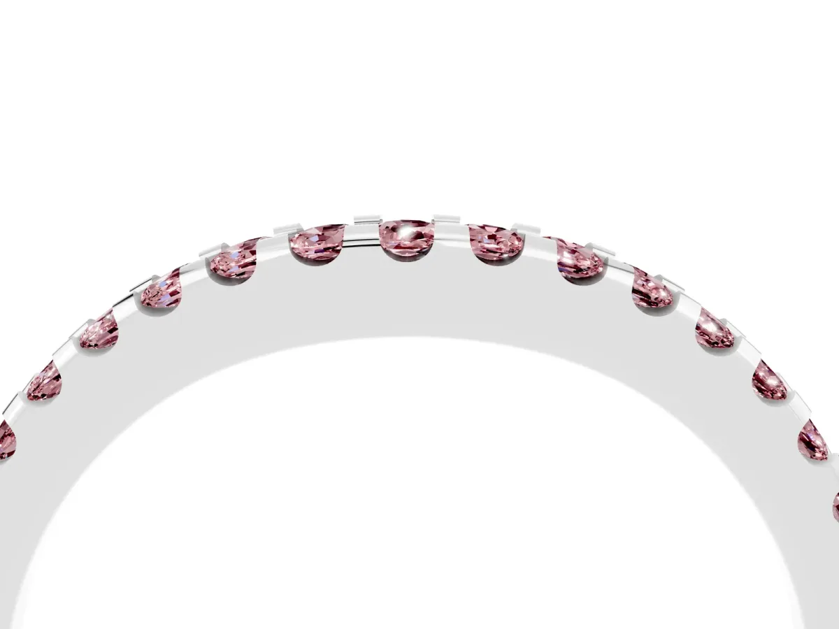 Round Morganite Pavé Curved Wedding Band Silver