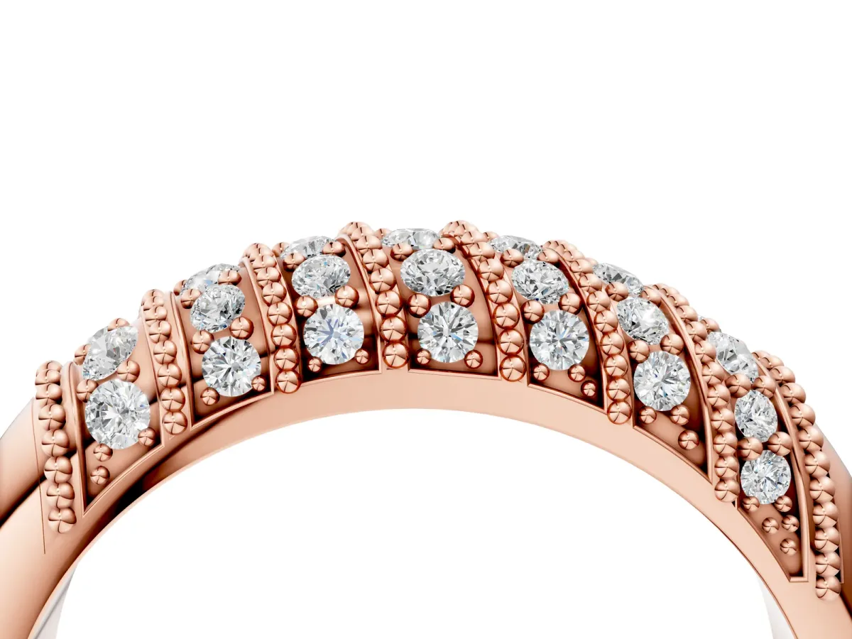 Channel Set Round Diamond Dome Band Rose gold