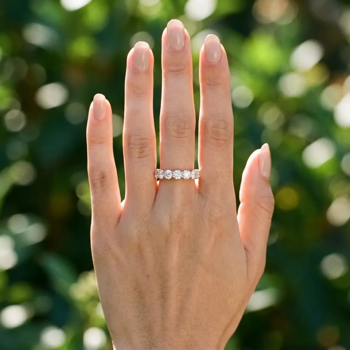 Round Diamond Shared Prong Eternity Band Rose gold