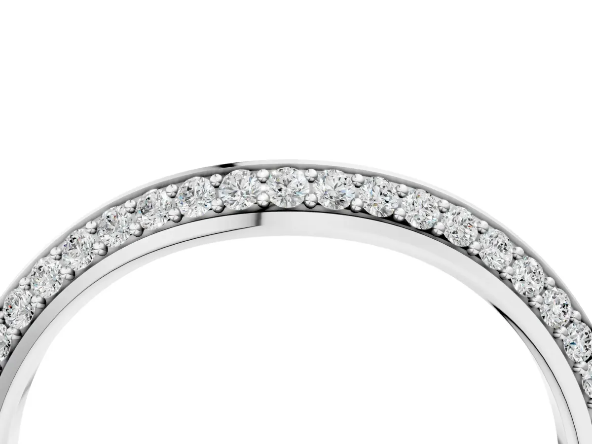 Pavé Round Diamond Wave Band with Shared Prong Setting Platinum