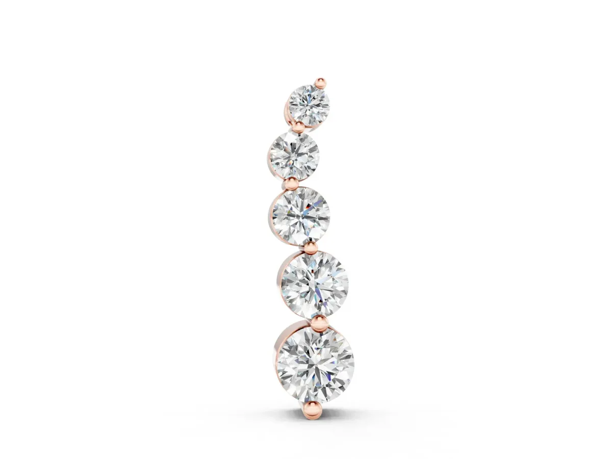 Graduated Round Diamond Prong Set Pendant Rose gold