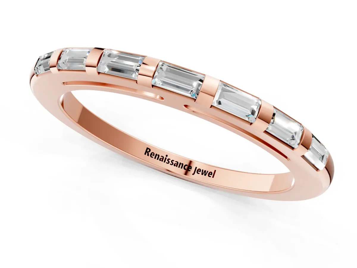 Channel Set Baguette Diamond Eternity Band Rose gold