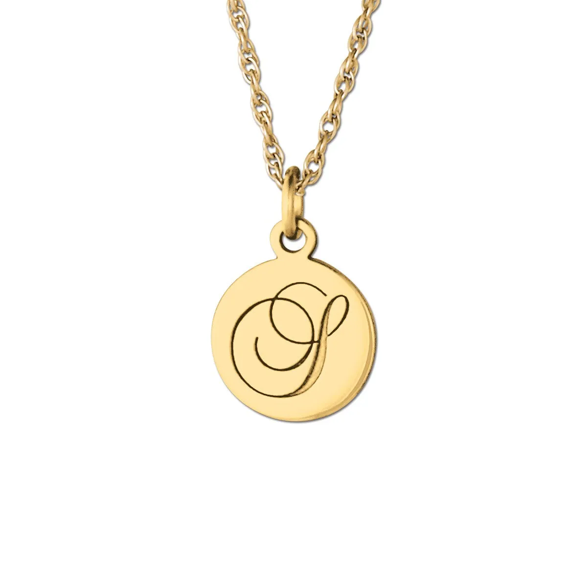 Gold and Silver Round Pendant with Engraved Initial White gold