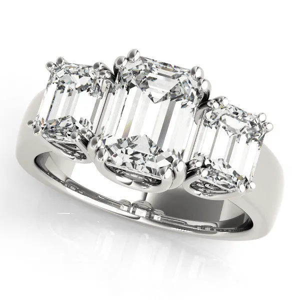 Three-Stone Pear Cut Cut Diamond Ring with Channel Set Band and Four-Prong Setting Silver