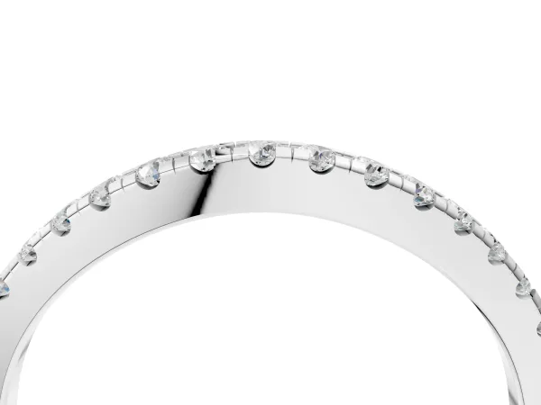 Round Diamond Pavé Half Eternity Band with Shared Prong Setting Platinum