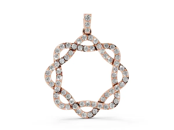 Round Diamond Pavé Infinity Pendant with Prong Setting Rose gold
