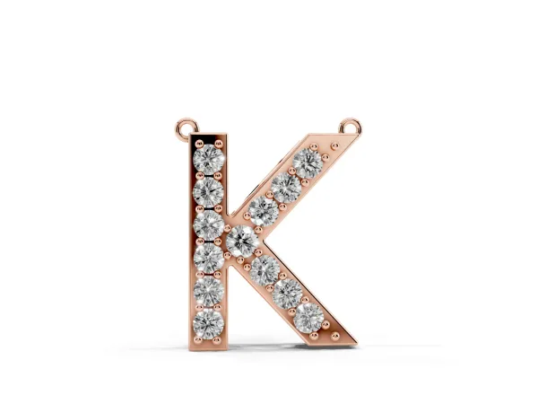 Pavé Round Prong Set Initial Pendant Rose gold