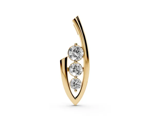Three-Stone Round Prong-Set Pendant Yellow gold