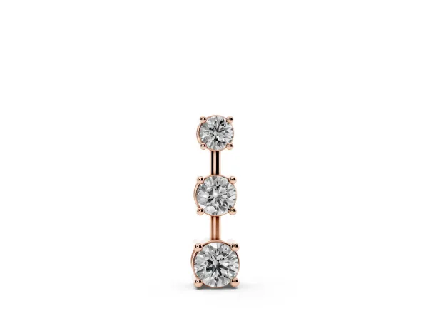 Round Diamond Triple Bar Pendant with Four-Prong Setting Rose gold