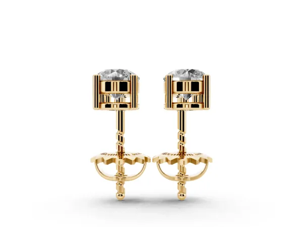 Three-Stone Round Diamond Prong-Set Drop Earrings Yellow gold