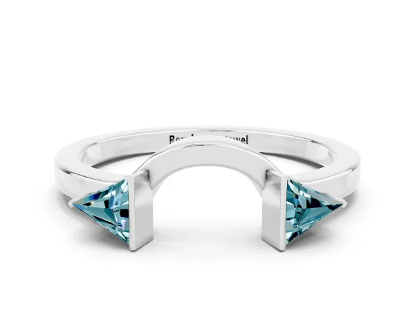 Trillion Blue Topaz Open Band Ring with Bezel Setting Platinum
