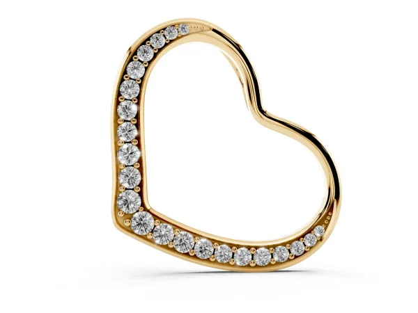 Pavé Round Diamond Open Heart Pendant Yellow gold