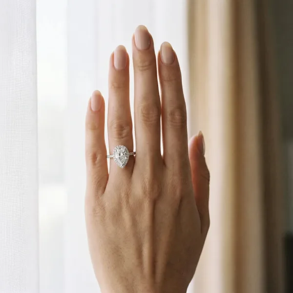 Asscher Cut Diamond Halo Ring with Round Pavé Split Shank and Prong Setting Platinum