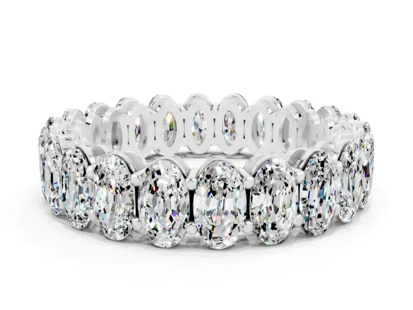Oval Cut Moissanite Eternity Band with Shared Prong Setting Platinum