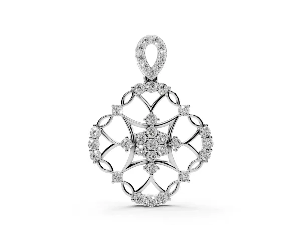 Round Diamond Halo Pendant with Pavé Setting Silver