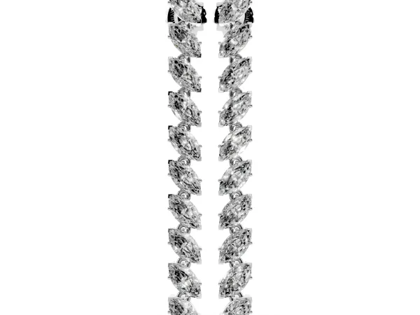 Marquise Diamond Linear Dangle Earrings Silver