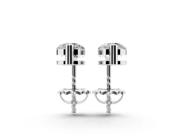 Three-Stone Round Diamond Drop Earrings with Prong Setting on White Gold White gold