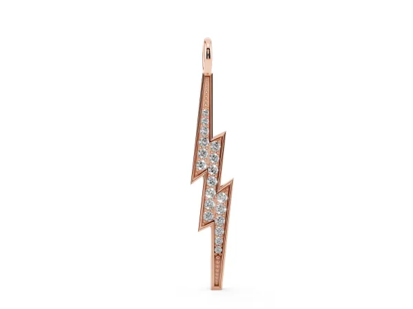 Pavé Set Lightning Bolt Pendant with Round Cut Stones Rose gold