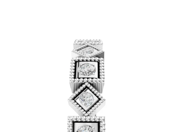 Milgrain Square Diamond Eternity Band with Bezel Setting White gold