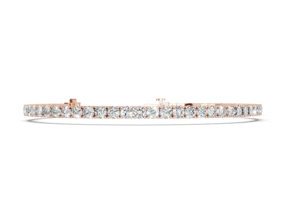 Round Diamond Tennis Bracelet with Prong Setting in White Gold Rose gold