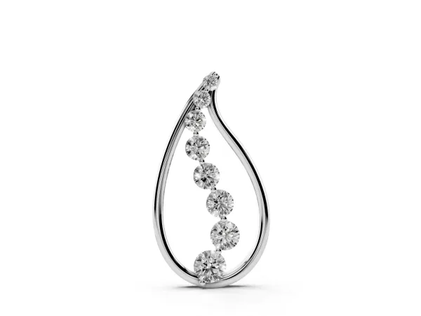 Teardrop Diamond Prong-Set Round Pendant White gold
