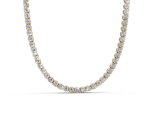 Round Diamond Tennis Necklace with Four-Prong Setting Yellow gold