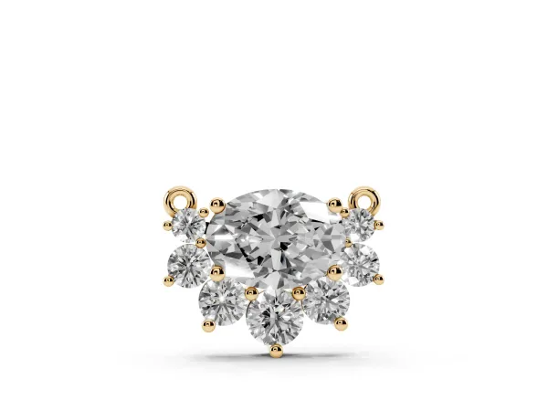 Oval Diamond Cluster Pendant with Prong Setting Yellow gold