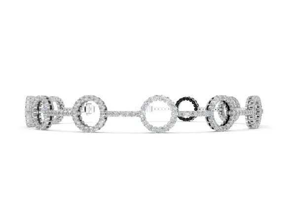 Round Diamond Circle Link Tennis Bracelet with Pavé Setting White gold
