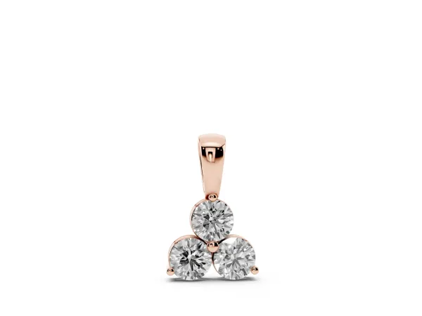 Triangular Cluster Round Diamond Prong Pendant Rose gold