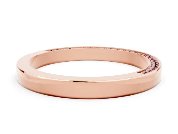 Pavé Round Morganite Channel Set Band Rose gold