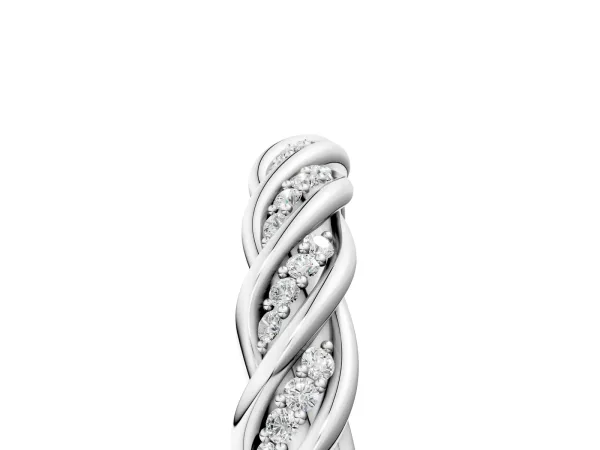 Twisted Pavé Round Diamond Eternity Band with Shared Prong Setting Platinum
