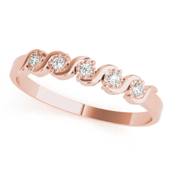 Twisted Prong Round Diamond Channel Band Rose gold