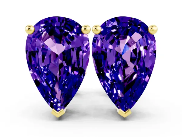 Pear Cut Tanzanite Stud Earrings Yellow gold